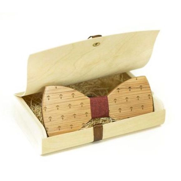 Gorgeous Wood Bowtie Modgoo Anker Red father s day - Picture 4 of 6